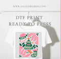 Merry and bright pink floral Christmas print DTF print