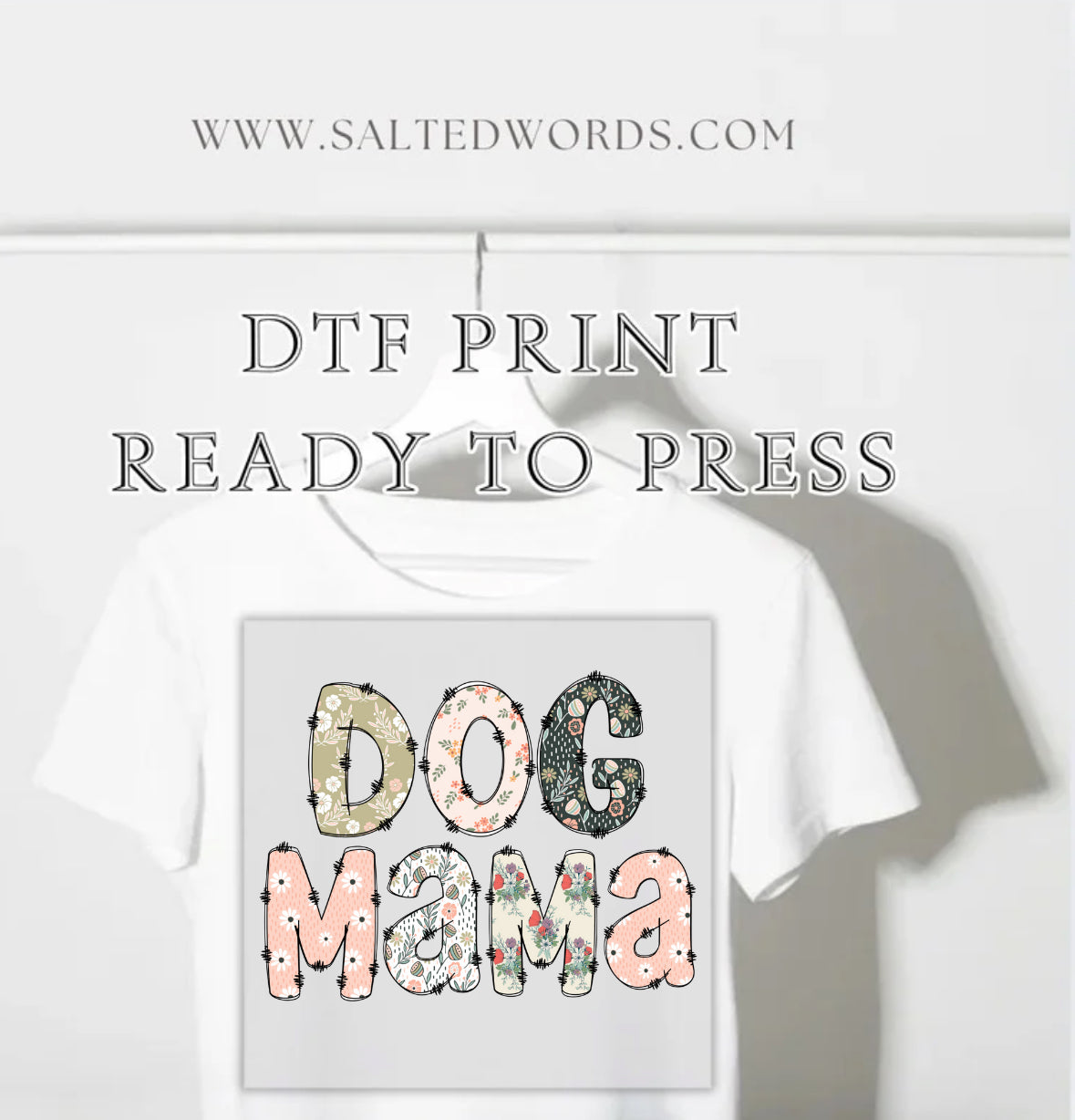 Dog Mama floral dog DTF print