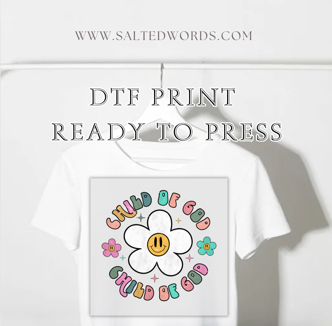Child of God daisy round DTF Transfer
