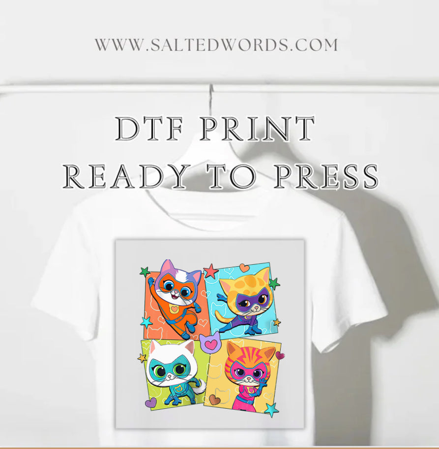 Super kitties girly kid DTF print