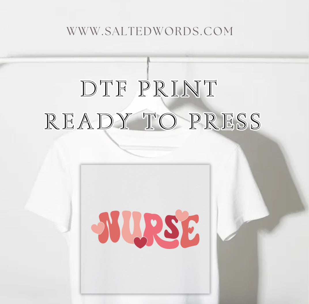 Nurse hearts wavy DTF print