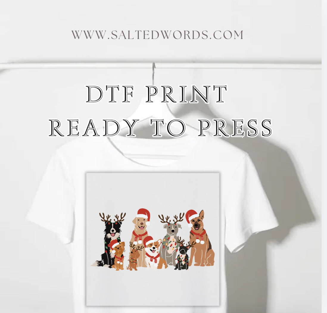 Christmas dogs DTF print transfer Ready to Press