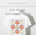 Cute Ghost & pumpkins with bows aesthetic fall DTF print