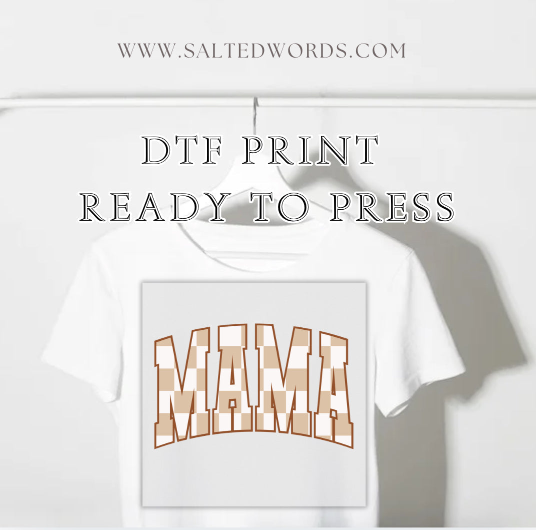 Mama checkered  DTF print transfer Ready to Press