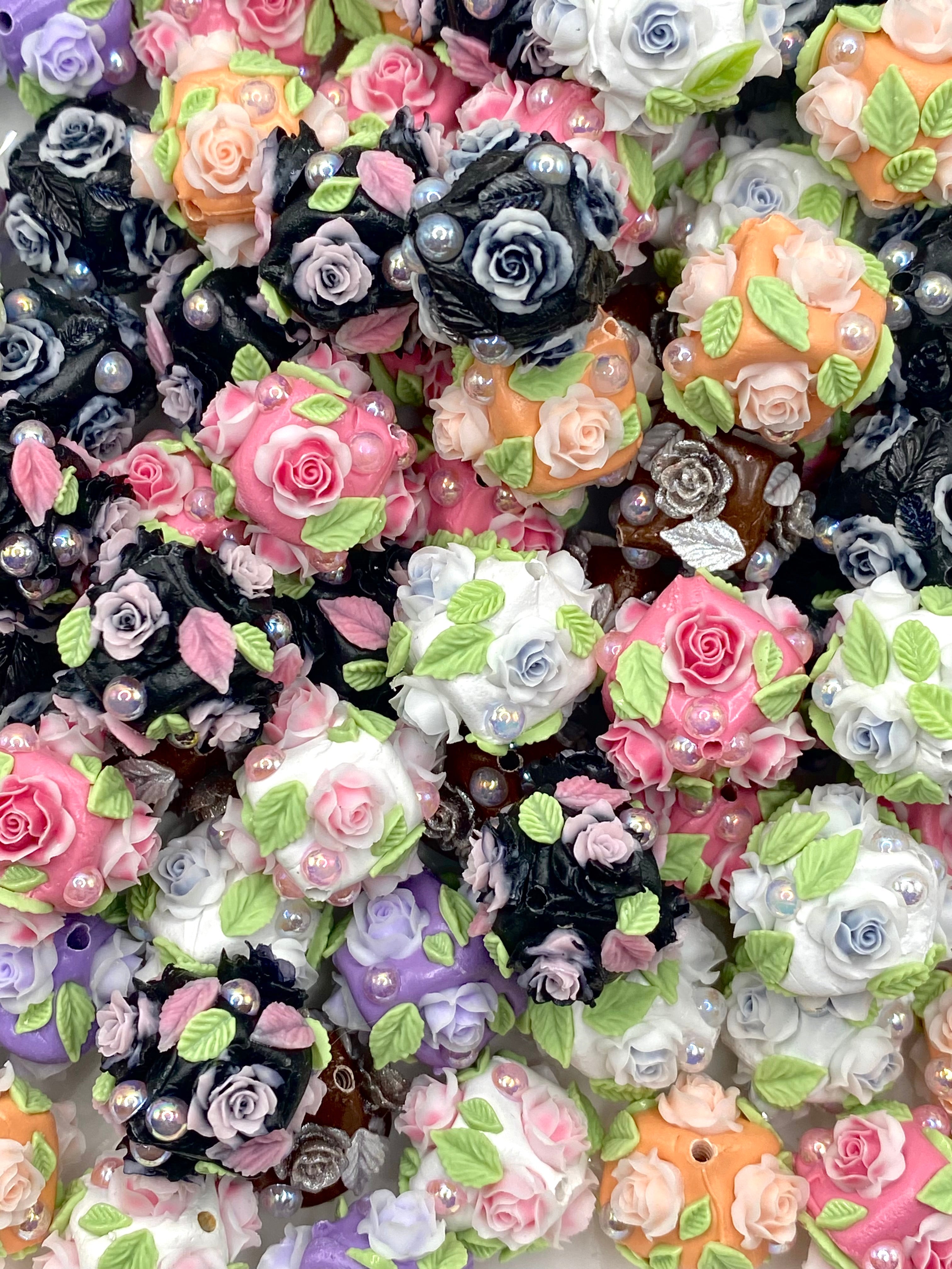 Romantic Roses Luxury Polymer Clay Beads