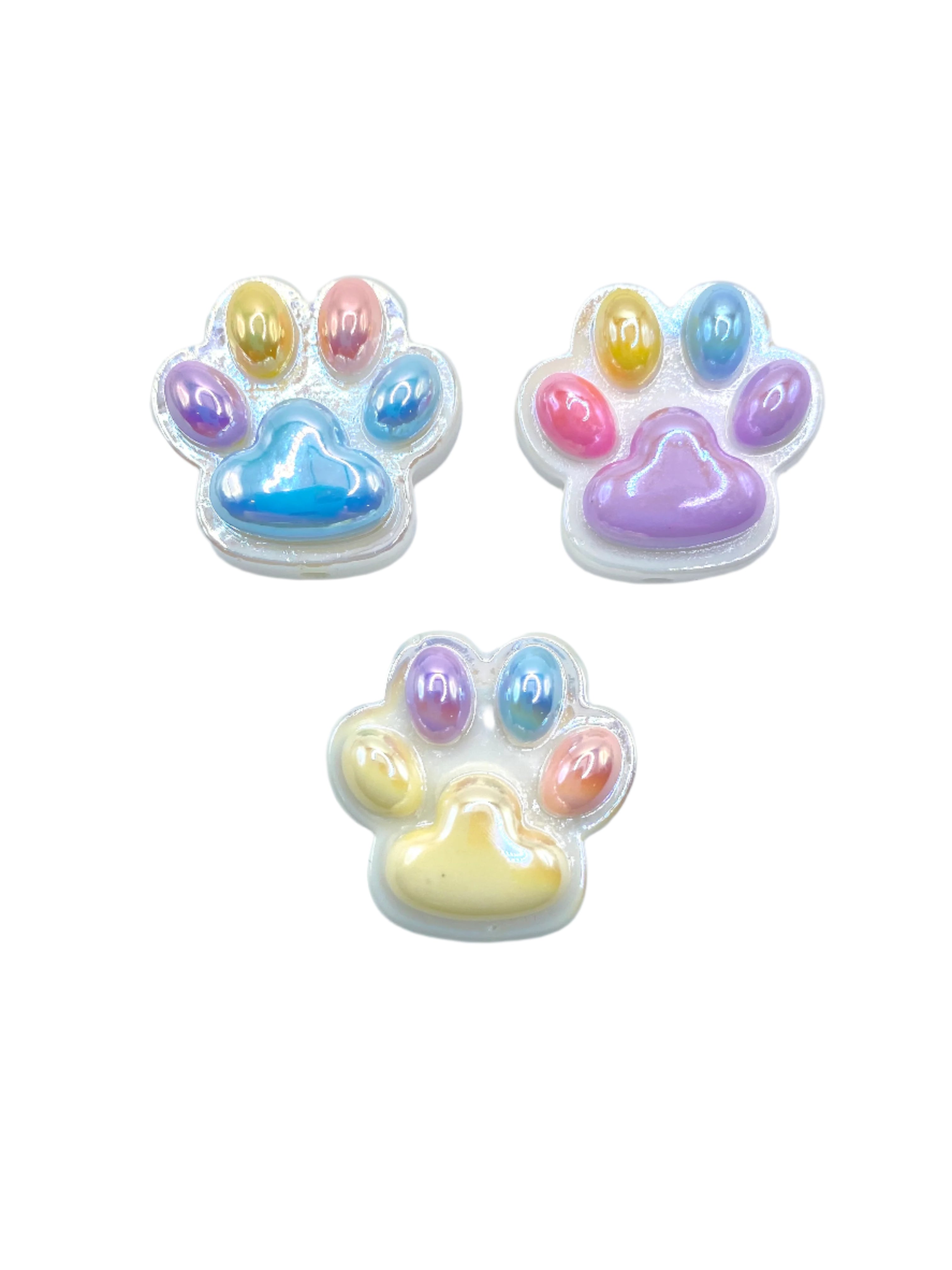 Colorful Pet Paw Acrylic Beads